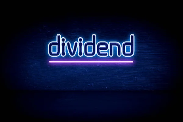 Dividend Blue Neon Announcement Signboard — Stock Photo, Image