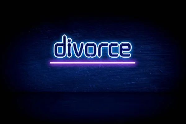 Διαζύγιο Μπλε Πινακίδα Ανακοίνωση Νέον — Φωτογραφία Αρχείου