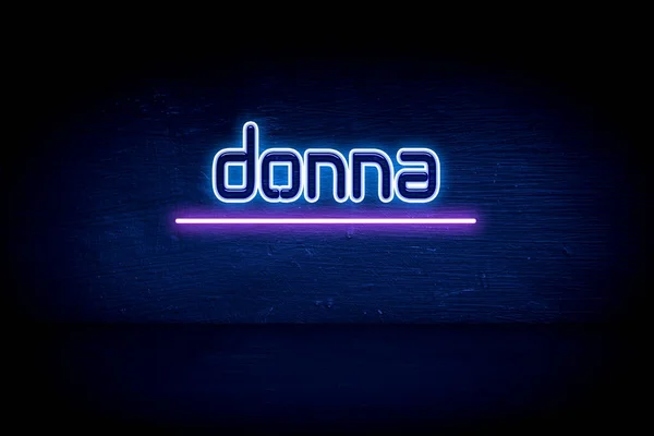 Donna Blå Neon Tillkännagivande Skylt — Stockfoto