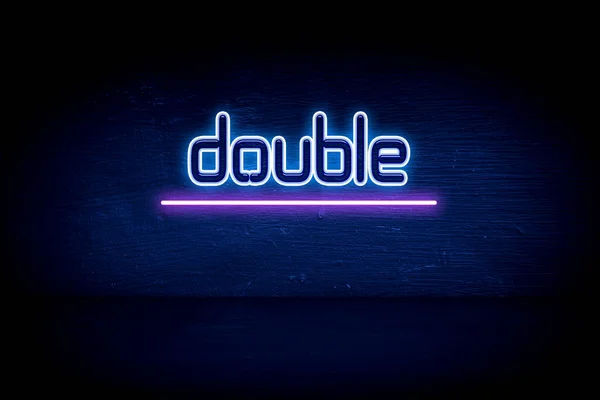 Double Modrá Neonová Reklamní Tabule — Stock fotografie