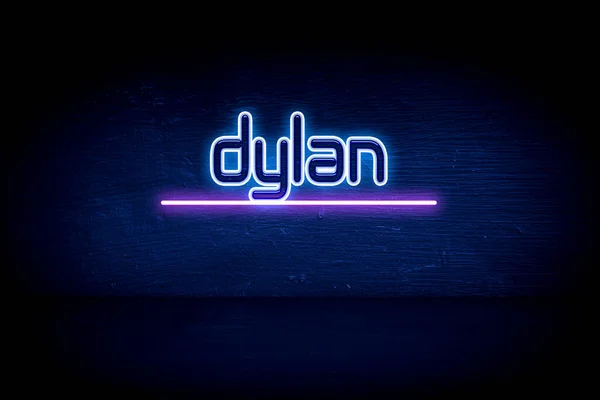 Dylan Placa Anúncio Néon Azul — Fotografia de Stock