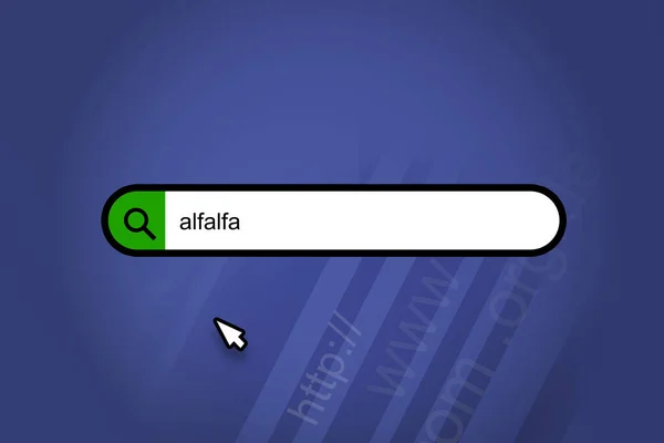 Alfalfa Μηχανή Αναζήτησης Γραμμή Αναζήτησης Μπλε Φόντο — Φωτογραφία Αρχείου