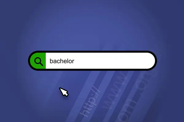 Bachelor Search Engine Search Bar Blue Background — Stock Photo, Image