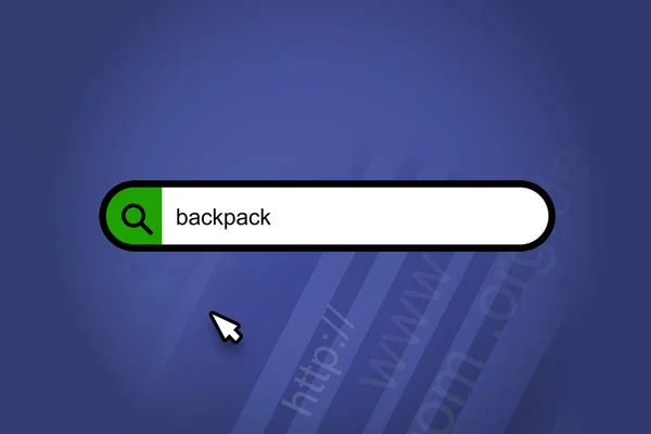 Backpack Search Engine Search Bar Blue Background — Stock Photo, Image