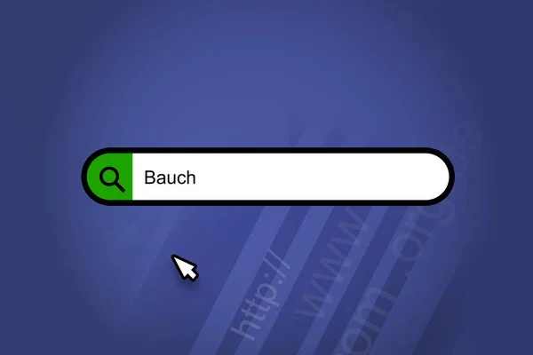 Bauch Μηχανή Αναζήτησης Γραμμή Αναζήτησης Μπλε Φόντο — Φωτογραφία Αρχείου