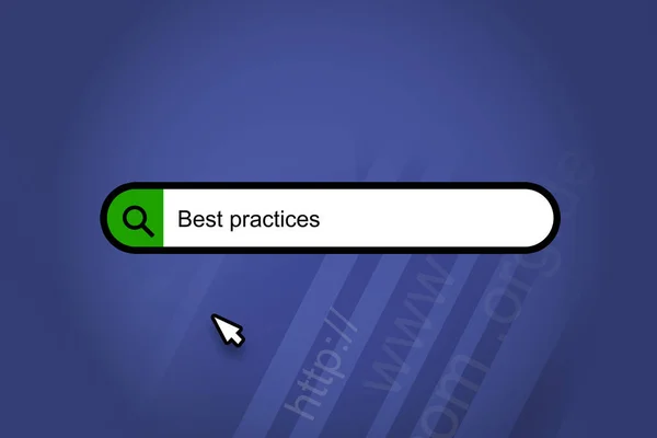 Best Practices Zoekmachine Zoekbalk Met Blauwe Achtergrond — Stockfoto