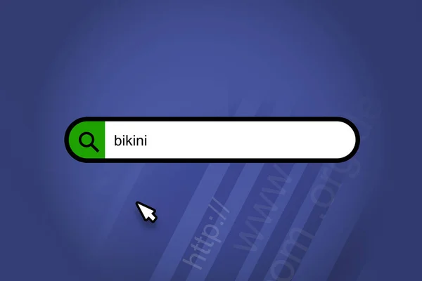 Bikini Search Engine Search Bar Blue Background — Stock Photo, Image