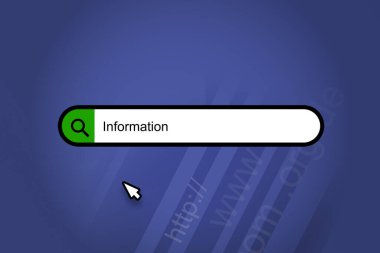 Bilgi - Arama motoru, mavi arkaplan ile arama çubuğu