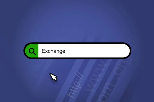 Exchange Hledač Vyhledávací Panel Modrým Pozadím — Stock fotografie