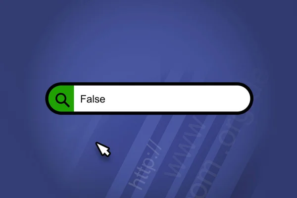 False 検索エンジン 青の背景を持つ検索バー — ストック写真