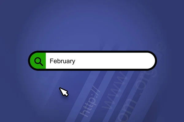 February Search Engine Search Bar Blue Background — Stock Photo, Image