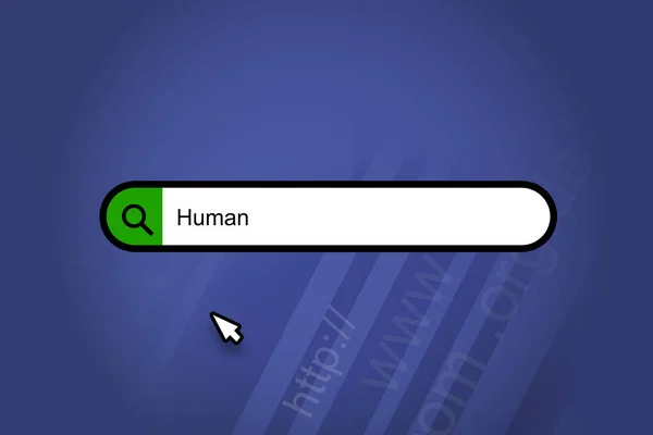 Human Wyszukiwarka Pasek Wyszukiwania Niebieskim Tłem — Zdjęcie stockowe