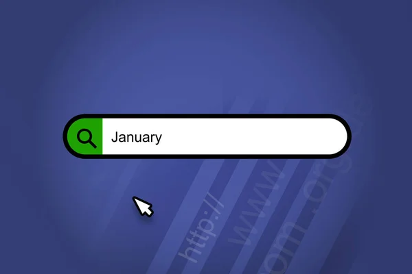 Tammikuu Hakukone Hakupalkki Sinisellä Taustalla — kuvapankkivalokuva