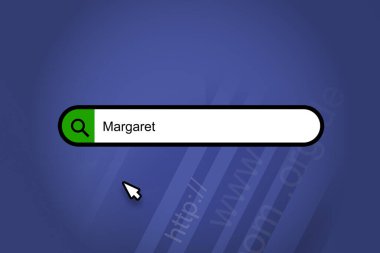 Margaret - arama motoru, mavi arka planı olan arama çubuğu