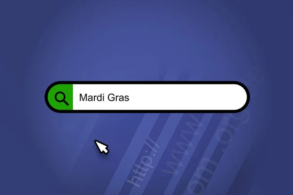 Mardi Gras 搜索引擎 蓝色背景的搜索栏 — 图库照片