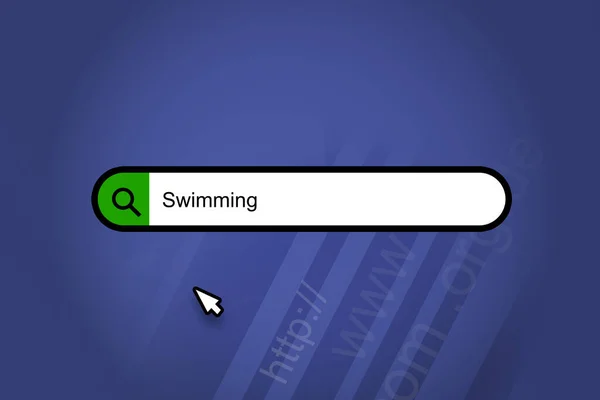 Swimming Search Engine Search Bar Blue Background — Stock Photo, Image