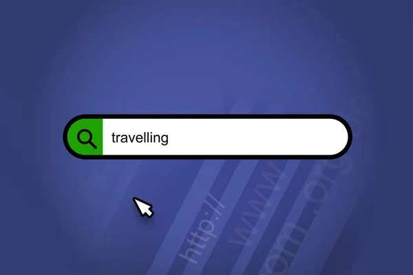 Travelling Search Engine Search Bar Blue Background — Stock Photo, Image