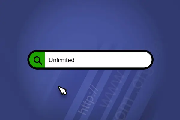 Unlimited Μηχανή Αναζήτησης Γραμμή Αναζήτησης Μπλε Φόντο — Φωτογραφία Αρχείου