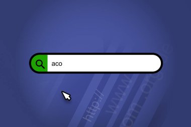 aco - arama motoru, mavi arkaplan ile arama çubuğu