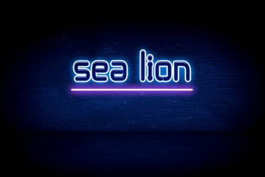 deniz aslanı - Mavi neon duyuru tabelası