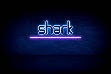 Köpekbalığı - Mavi neon duyuru tabelası