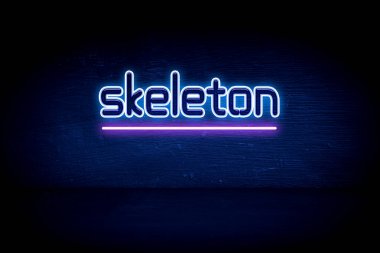 İskelet - Mavi neon duyuru tabelası