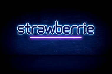 Strawberrie - Mavi neon duyuru tabelası