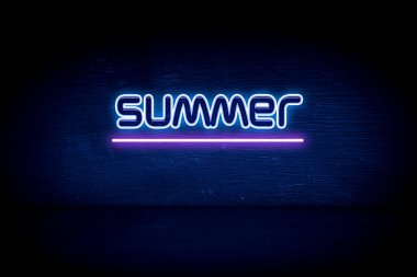 Yaz - Mavi neon duyuru tabelası