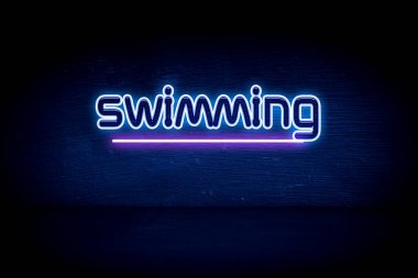 Yüzme - mavi neon duyuru tabelası