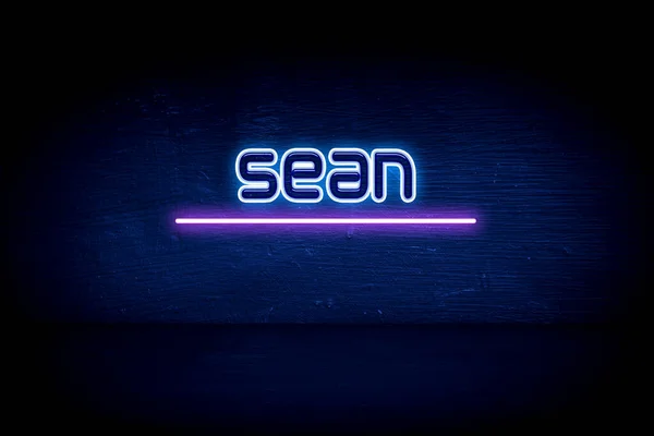 Sean Μπλε Πινακίδα Ανακοίνωση Νέον — Φωτογραφία Αρχείου