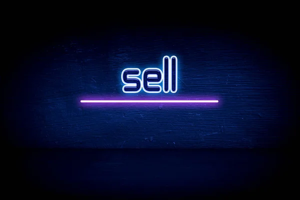 Sell Blue Neon Announcement Signboard — Stock Photo, Image