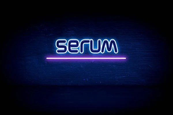Serum Blå Neon Annonceringspanel - Stock-foto