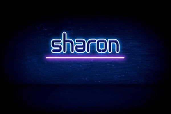 Sharon Letrero Anuncio Neón Azul — Foto de Stock