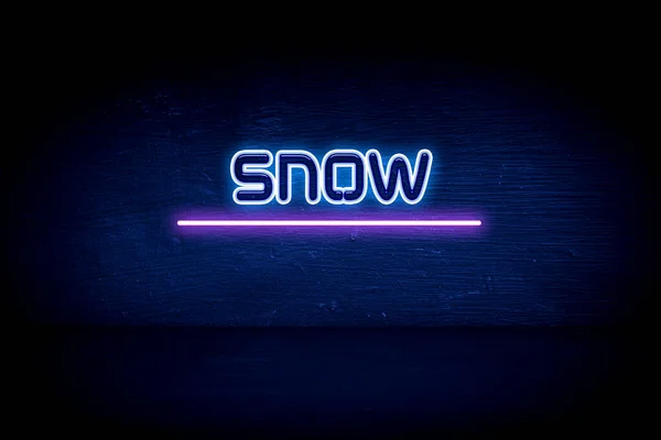 Sneeuw Blauw Neon Aankondiging Signboard — Stockfoto