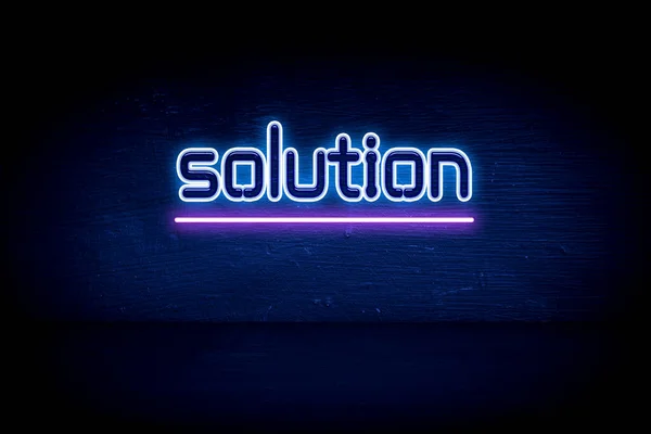 Çözüm Mavi Neon Duyuru Tabelası — Stok fotoğraf