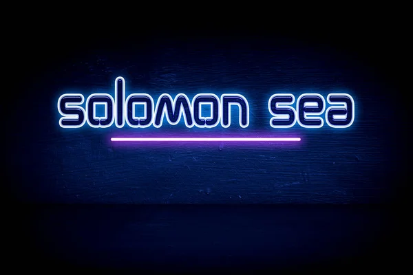 Solomon Sea Blauw Neon Aankondigingsbord — Stockfoto