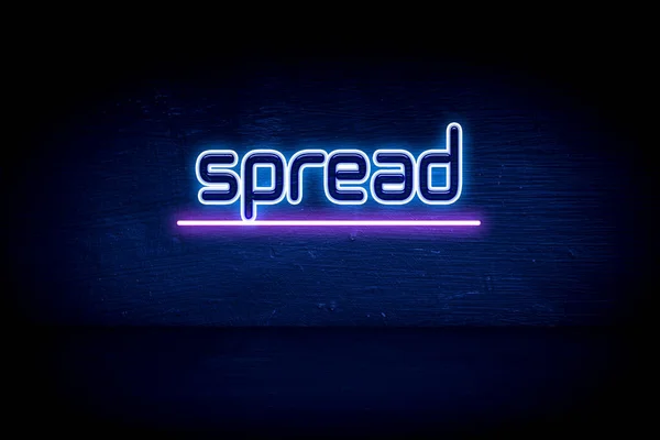 Spread Placa Anúncio Néon Azul — Fotografia de Stock