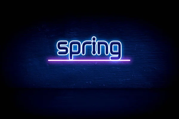 Spring Blue Neon Announcement Signboard — Stock Photo, Image