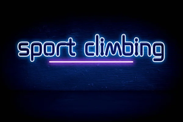 Sport Klimmen Blauw Neon Aankondiging Bord — Stockfoto