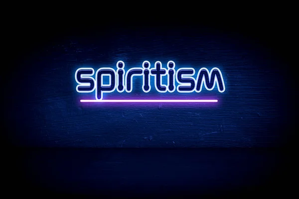 Spiritizmus Kék Neon Hirdetőtábla — Stock Fotó