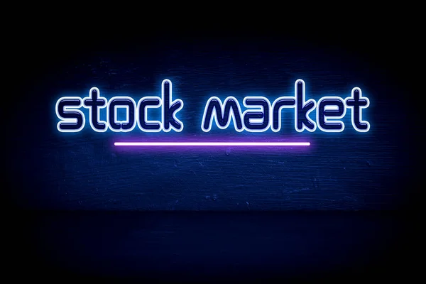Borsa Mavi Neon Duyuru Tabelası — Stok fotoğraf