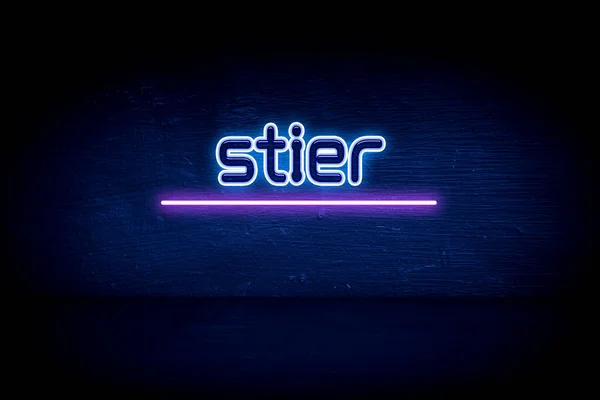 Stier Mavi Neon Duyuru Tabelası — Stok fotoğraf