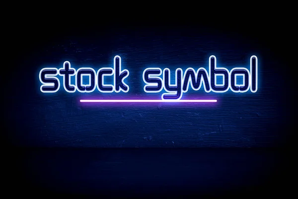 Stock Symbol Blue Neon Announcement Signboard — 스톡 사진