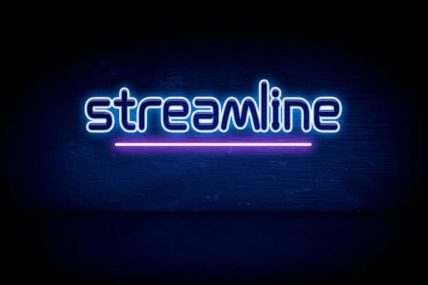 Streamline Modrá Neonová Reklamní Tabule — Stock fotografie