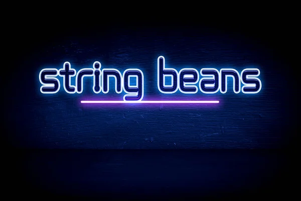 String Beans Blue Neon Announcement Signboard — Stock Photo, Image