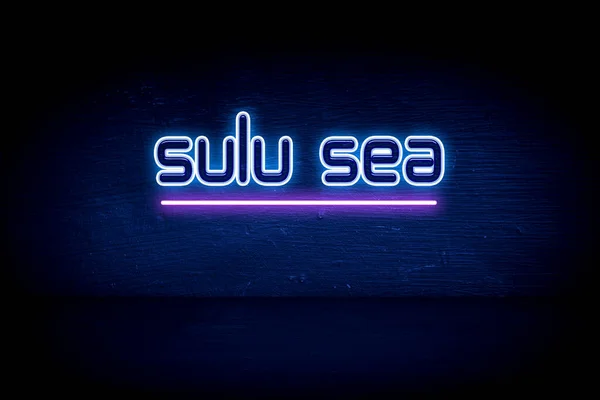 Sulu Zee Blauw Neon Aankondigingsbord — Stockfoto