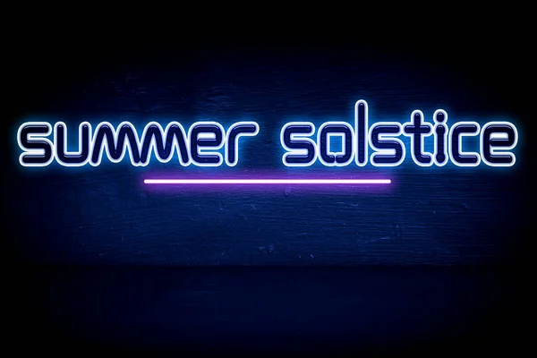 Summer Solstice Blue Neon Announcement Signboard — 스톡 사진