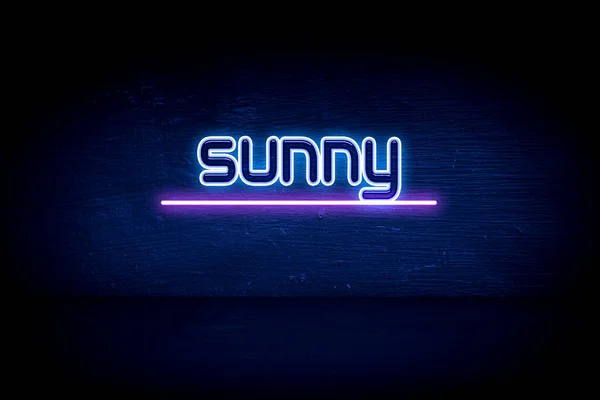 Sunny Kék Neon Hirdetőtábla — Stock Fotó