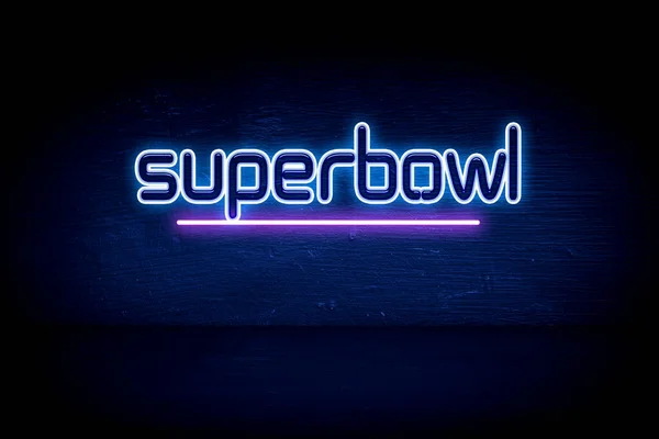 Superbowl Placa Anúncio Néon Azul — Fotografia de Stock