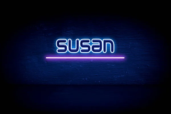 Susan Blue Neon Announcboard — стокове фото